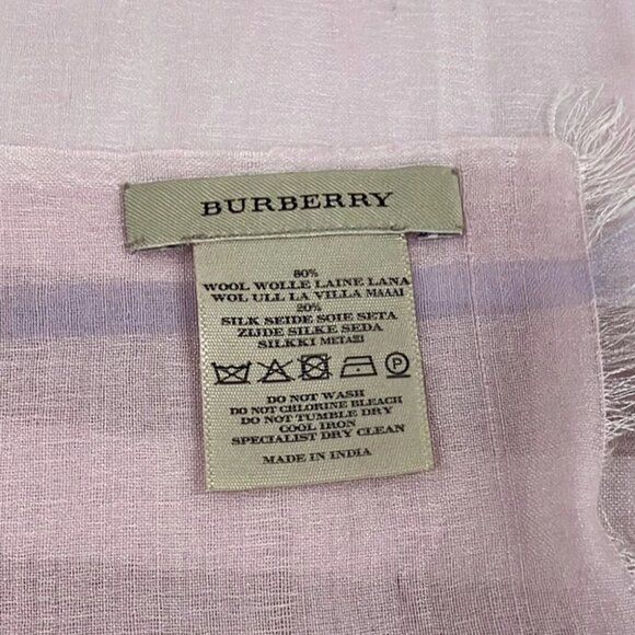 Burberry - Light Pink Brown Multi Wool Silk Scarf - Picture 3 of 3
